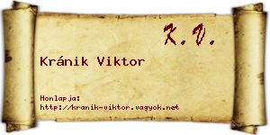 Kránik Viktor névjegykártya